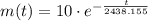 m(t) = 10\cdot e^{-\frac{t}{2438.155} }
