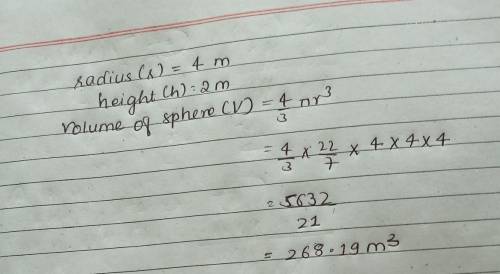 How do i find the volume of a sphere r 4 h 2