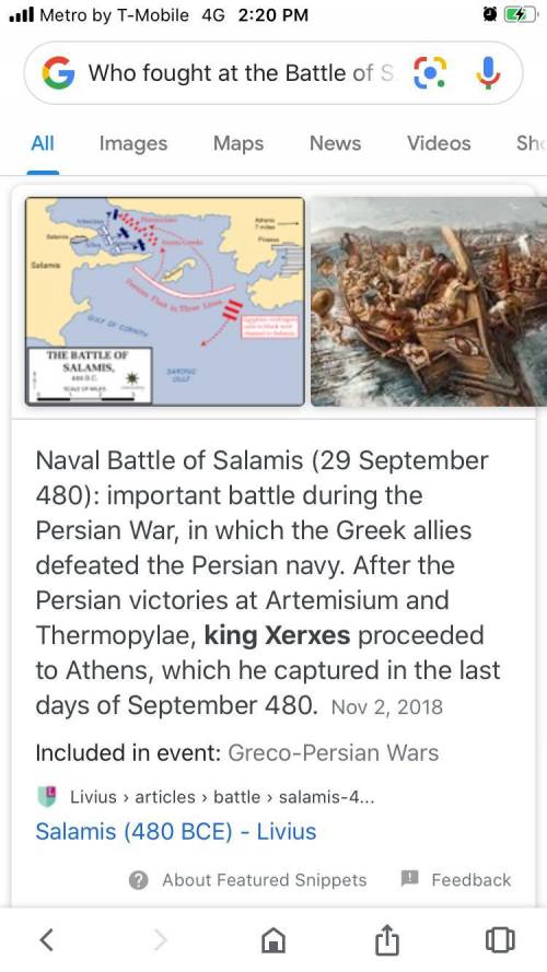 1) Who fought at the Battle of Marathon and the Battle of Salamis?