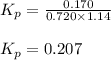K_p=\frac{0.170}{0.720\times 1.14}\\\\K_p=0.207