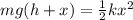 mg(h +x) = \frac{1}{2} k x^{2}