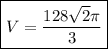 \boxed{V=\frac{128\sqrt{2}\pi}{3}}