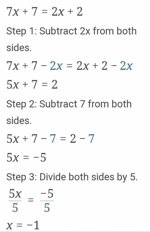 How do you do 7x+7=2x+2