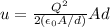 u = \frac{Q^2}{2(\epsilon_0 A/d)} Ad
