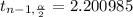 t_{n-1,\frac{\alpha }{2}}=2.200985