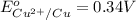 E^o_{Cu^{2+}/Cu}=0.34 V