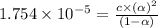 1.754\times 10^{-5}=\frac{c\times (\alpha )^2}{(1-\alpha)}
