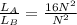 \frac{L_{A}}{L_{B}}=\frac{16N^{2}}{N^{2}}