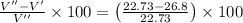 \frac{V'' - V'}{V'' }\times 100 = \left ( \frac{22.73-26.8}{22.73} \right )\times 100