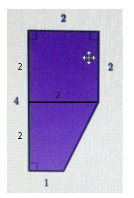 Find the area of the shape shown below. units?