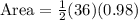 \text {Area}=\frac{1}{2}(36)(0.98)