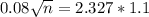 0.08\sqrt{n} = 2.327*1.1