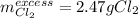 m_{Cl_2}^{excess}=2.47gCl_2