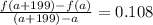 \frac{f(a+199)-f(a)}{(a+199)-a} = 0.108