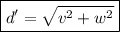 \boxed{d'=\sqrt{v^2+w^2}}