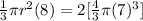 \frac{1}{3}\pi r^2(8)=2[\frac{4}{3}\pi (7)^3]