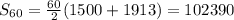 S_{60} = \frac{60}{2}(1500 + 1913) = 102390