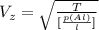 V_z = \sqrt{\frac{T}{ [\frac{p(Al)}{l}] } }