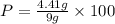P = \frac{4.41 g}{9g} \times 100