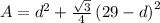 A = d^{2}+\frac{\sqrt3}{4}\left ( 29-d \right )^{2}