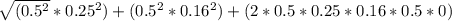 \sqrt{(0.5^{2} }*0.25^{2}  ) + (0.5^{2}*0.16^{2}) + ( 2 * 0.5 *0.25 *0.16*0.5 *0 )