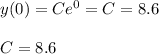 y(0)=Ce^0=C=8.6\\\\C=8.6