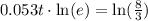 0.053t\cdot \text{ln}(e)=\text{ln}(\frac{8}{3})