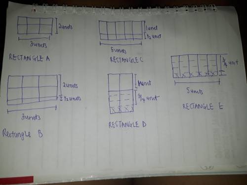 Sketch the rectangles and your tiling. Write the Dimensions and the units you counted in the blanks.