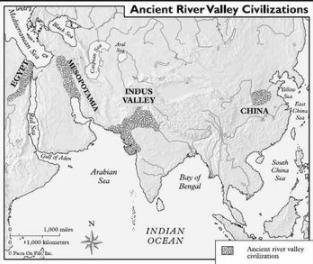 Ancient China river valley labeled map