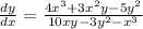 \frac{dy}{dx} =\frac{4x^3+3x^2y-5y^2}{10xy-3y^2-x^3}