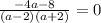 \frac{-4a - 8}{(a - 2)(a + 2)} = 0