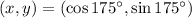 (x,y) = (\cos 175^{\circ},\sin 175^{\circ})