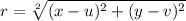 r=\sqrt[2]{(x-u)^2+(y-v)^2}