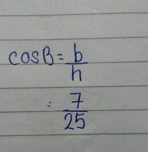 Write the ratio for cos B