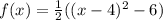 f(x)=\frac{1}{2}((x-4)^2 -6)