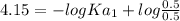 4.15 = -logKa_{1}+log\frac{0.5}{0.5}