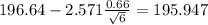 196.64-2.571\frac{0.66}{\sqrt{6}}=195.947