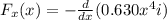 F_{x}(x) = -\frac{d}{dx} (0.630x^{4}i )