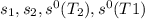 s_1, s_2 , s^0(T_2), s^0(T1)