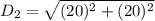 D_2 = \sqrt{(20)^2+(20)^2}