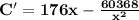 \mathbf{C' = 176x - \frac{60368}{x^2}}
