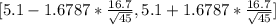 [5.1 - 1.6787 * \frac{16.7}{\sqrt{45} },5.1 + 1.6787  * \frac{16.7}{\sqrt{45} }]
