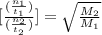 [\frac{(\frac{n_1}{t_1})}{(\frac{n_2}{t_2})}]=\sqrt{\frac{M_2}{M_1}}