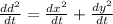 \frac{dd^2}{dt} = \frac{dx^2}{dt} + \frac{dy^2}{dt}