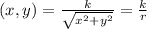 \roh (x,y)=\frac{k}{\sqrt{x^2+y^2}}=\frac{k}{r}