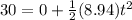 30 = 0 +\frac{1}{2} (8.94) t^2