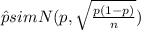 \hat p sim N( p, \sqrt{\frac{p (1-p)}{n}})