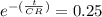 e^{-(\frac{t}{CR} )} = 0.25