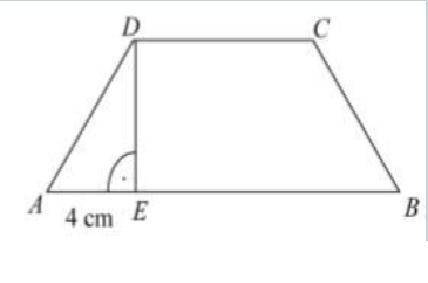 Trapez równoramienny ABCD, którego pole jest równe 72 cm2, podzielono na trójkąt AED i trapez EBCD.