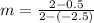 m=\frac{2 - 0.5}{2 - (-2.5)}
